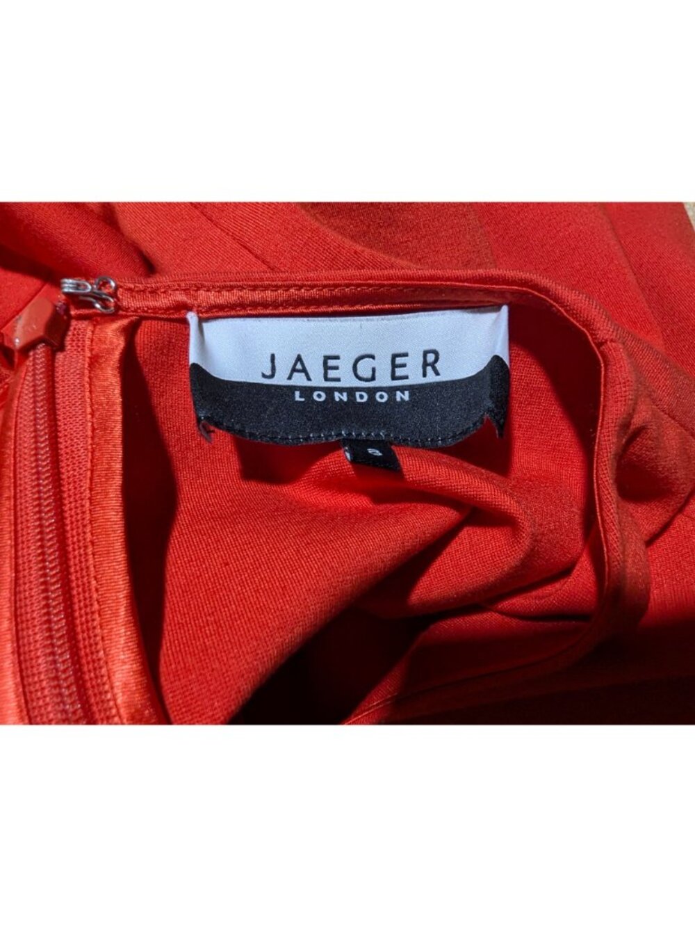 Jaeger London Dress Womens 6 Red Orange Sheath Stretch Long Sleeve Career - Picture 10 of 15